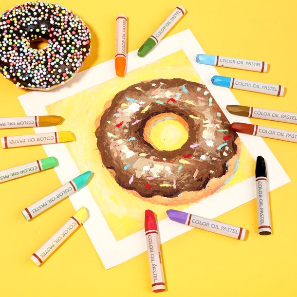 Mobee Farvede Oliepasteller - 12-Pak