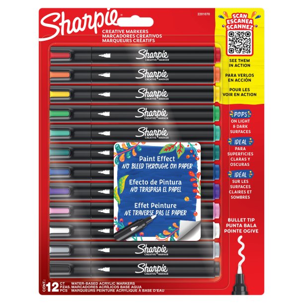Sharpie Akryltuscher med Filtspids - 12-Pak