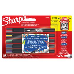 Sharpie Akryltuscher med Penselspids - 5-Pak
