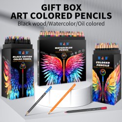 H&B Akvarelblyanter m. Viskelder &amp; Blyantspidser - 72-stk.