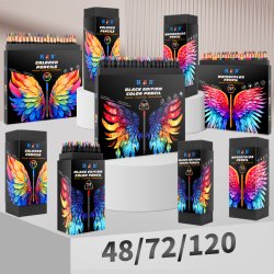 H&B Black Edition Oliebaserede Farveblyanter m. Viskelder &amp; Blyantspidser - 120-stk.