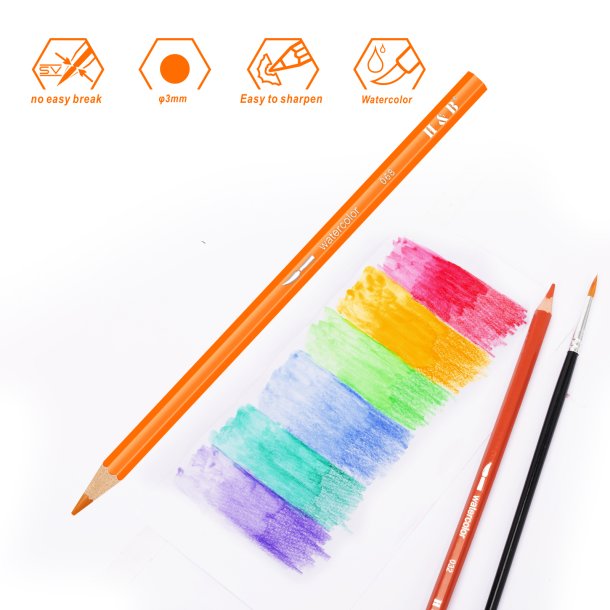 H&B Akvarelblyanter m. Viskelder &amp; Blyantspidser - 120-stk.