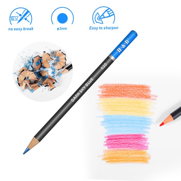 H&B Oliebaserede Farveblyanter m. Viskelder &amp; Blyantspidser - 120-stk.