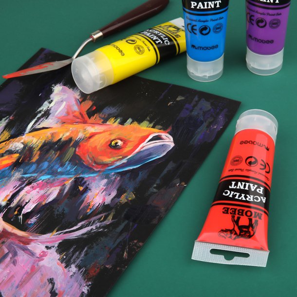 Mobee Akrylmalingst 75 ml. Klassiske Farver - 8-Pak