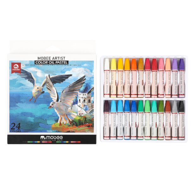 Mobee Farvede Oliepasteller - 24-Pak