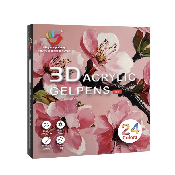 H&B 3D Acrylic Gelpens, 1mm - 24-stk.
