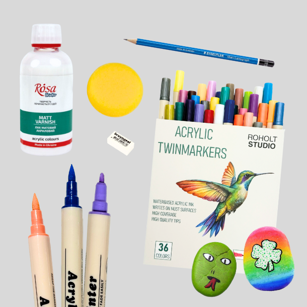 Roholt Studios Stenmalingpakke 36 pk. twinmarkers m. Matt lak.