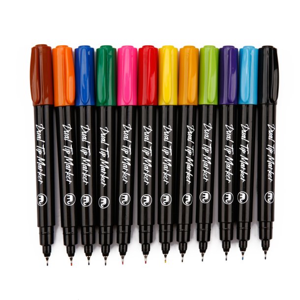Mobee - Dobbeltendet Marker Fine &amp; Extra Fine 12-Pak