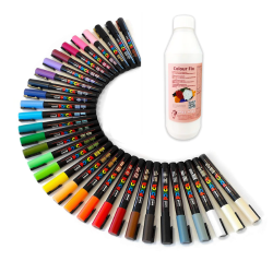 POSCA PC-3M 0,9 - 1,3 mm (32 stk) + Lak (Mal p sten st)