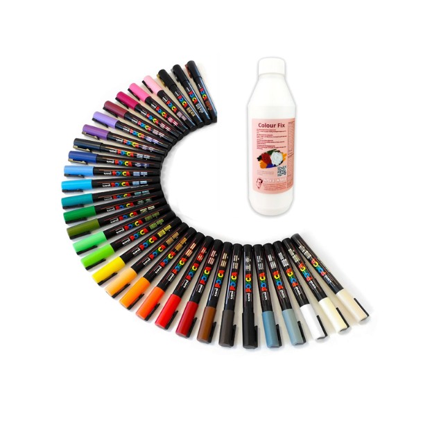 POSCA PC-3M 0,9 - 1,3 mm (32 stk) + Lak (Mal p sten st)