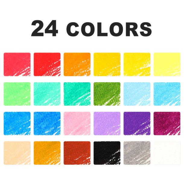 Mobee Farvede Oliepasteller - 24-Pak