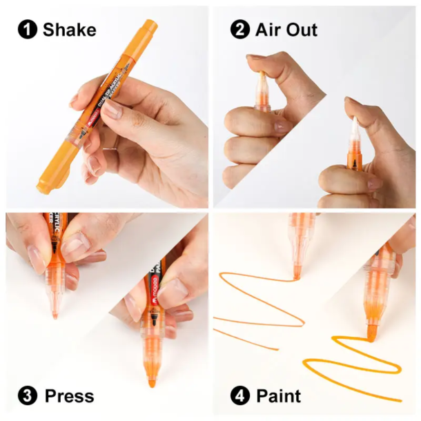 Mobee - Dobbeltendede Akryltuscher 12-Pak