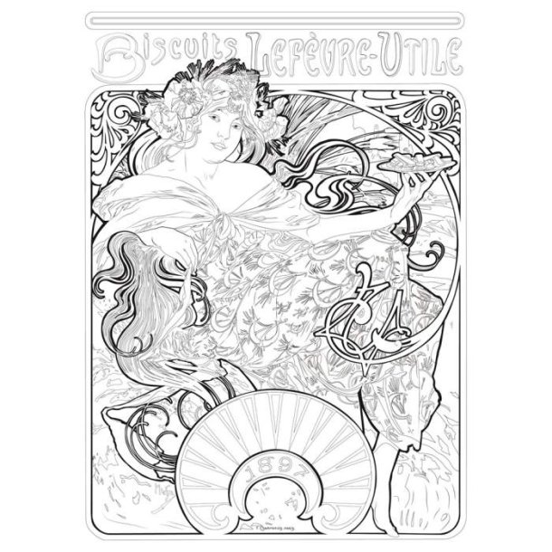  Alphonse Mucha Coloring Book 