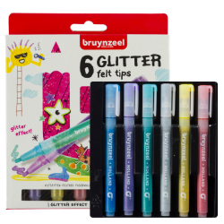 Glitter Filtspids Tuscher, 6-pak