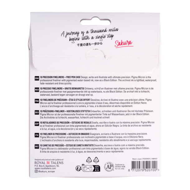 Sakura Pigma Micron "Black Edition" Gavest - 10-Penne + Etui