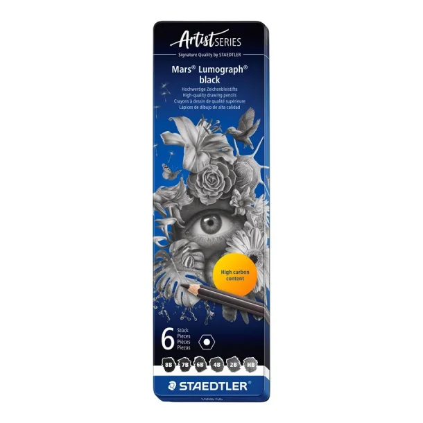 Staedtler Mars Lumograph Black Blyanter HB-8B 6-Pak