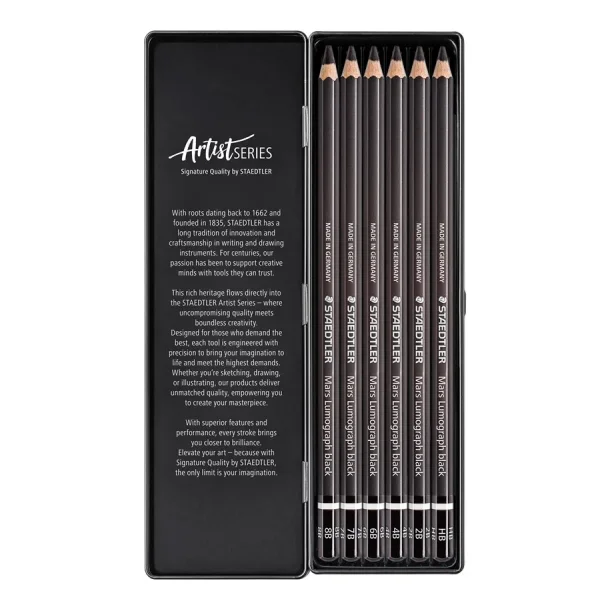 Staedtler Mars Lumograph Black Blyanter HB-8B 6-Pak