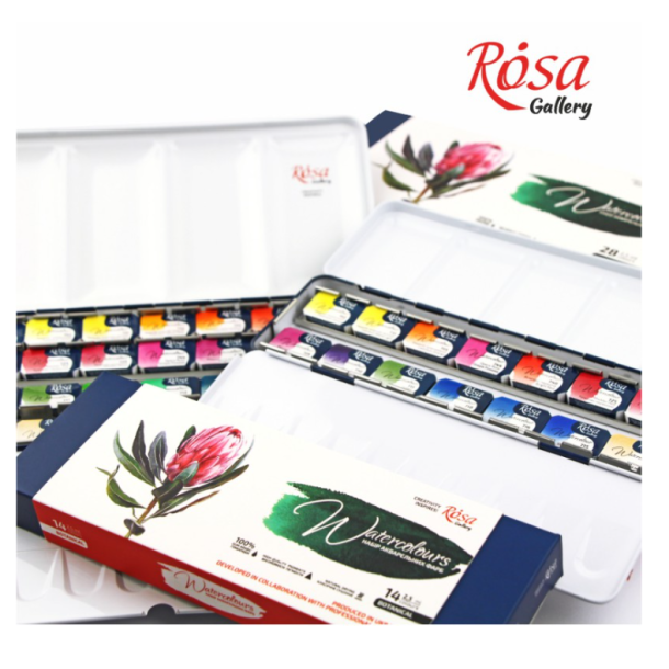 Rosa Gallery "Botanical" Akvarelbrikker - 14-Pan st