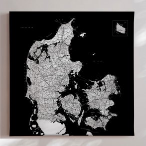 Danmarkskort Lrredsprint - Sort 