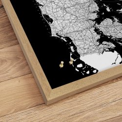 Opslagstavle Danmarkskort - Sort - egetrsramme