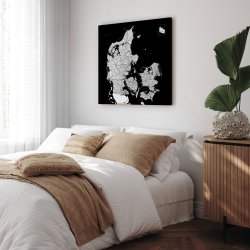 Danmarkskort Lrredsprint - Sort 