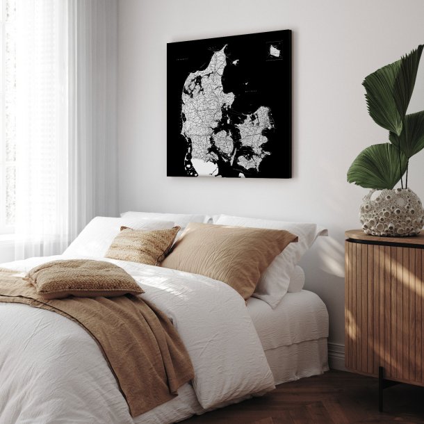 Danmarkskort Lrredsprint - Sort 