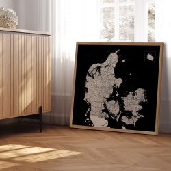Danmarkskort Plakat - Sort