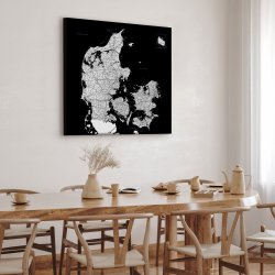 Danmarkskort Lrredsprint - Sort 