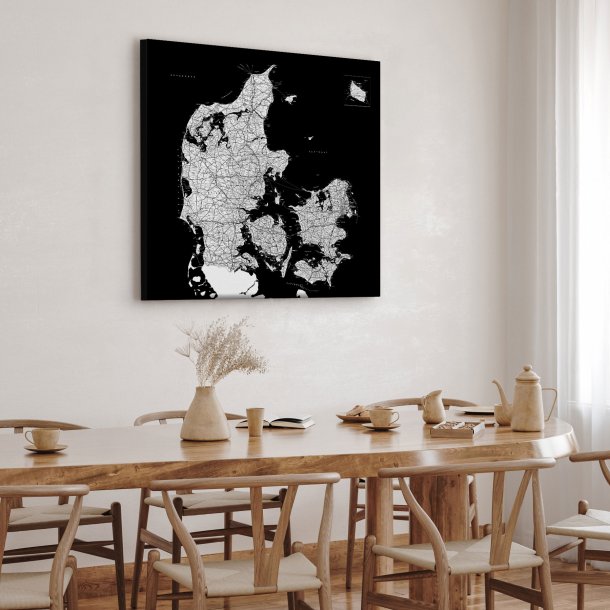 Danmarkskort Lrredsprint - Sort 