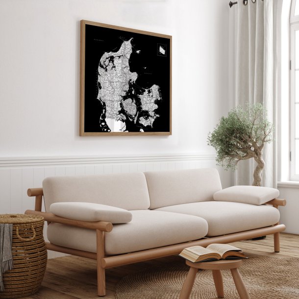 Danmarkskort Plakat - Sort
