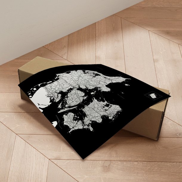 Danmarkskort Plakat - Sort