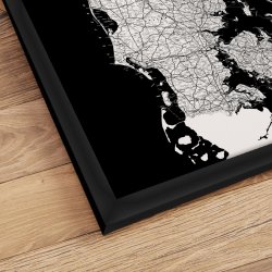 Danmarkskort Indrammet - Sort - Sort ramme