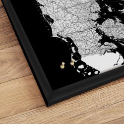 Opslagstavle Danmarkskort - Sort - Sort ramme