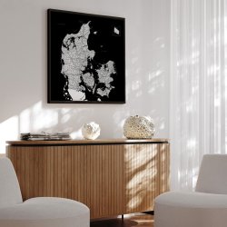 Opslagstavle Danmarkskort - Sort - Sort ramme