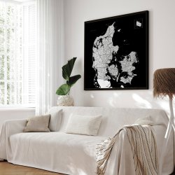 Opslagstavle Danmarkskort - Sort - Sort ramme