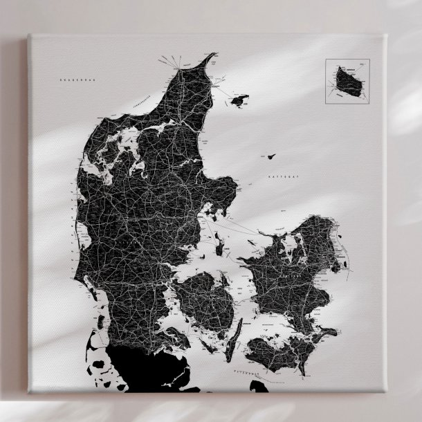 Lrredsprint Danmarkskort - Hvid 