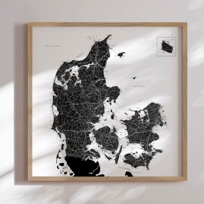 Danmarkskort Plakat - Hvid  