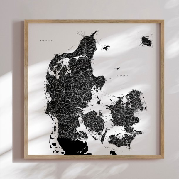 Danmarkskort Plakat - Hvid  