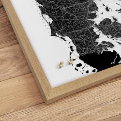 Opslagstavle Danmarkskort - Hvid  - Egetrsramme