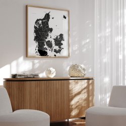 Opslagstavle Danmarkskort - Hvid  - Egetrsramme