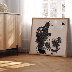 Danmarkskort Plakat - Hvid  