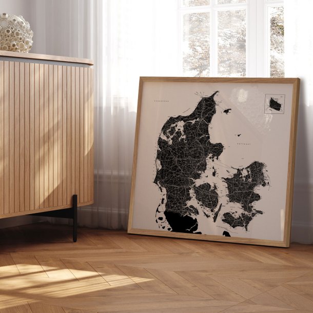 Danmarkskort Plakat - Hvid  