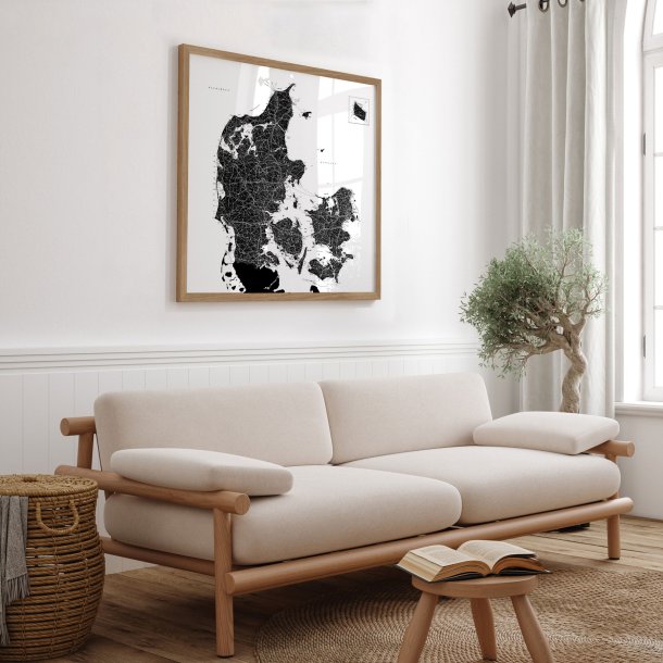 Danmarkskort Plakat - Hvid  