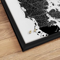 Opslagstavle Danmarkskort - Hvid  - Sort ramme