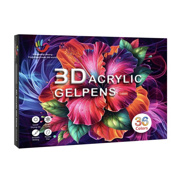 H&B 3D Acrylic Gelpens, 1mm - 36-stk.