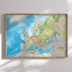 Europakort Indrammet - Classic Engelsk - Egetrsramme