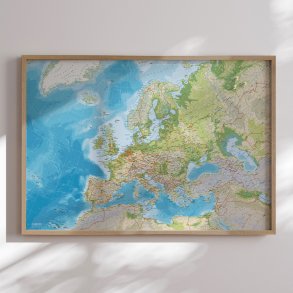 Europakort Opslagstavle - Classic Engelsk - Egetrsramme