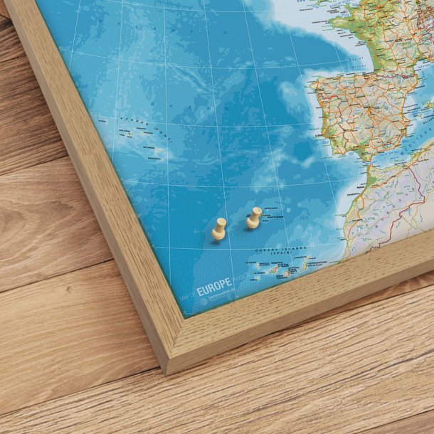 Europakort Opslagstavle - Classic Engelsk - Egetrsramme