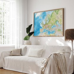 Europakort Opslagstavle - Classic Engelsk - Egetrsramme