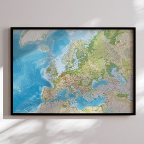 Europakort Opslagstavle - Classic Engelsk - Sort ramme